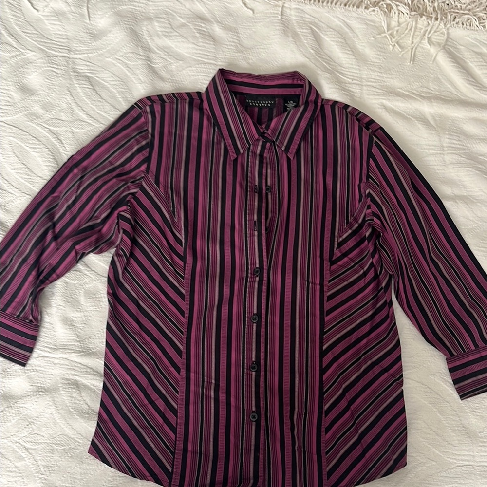 Apostrophe Pink and Black Striped Shirt